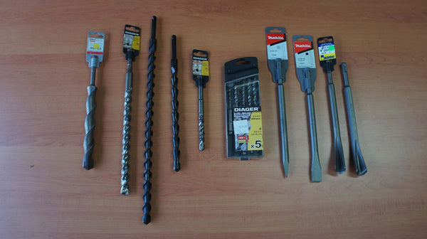 10 x SDS Plus Rotary Drill Bits & Chisels Quality Assorted
