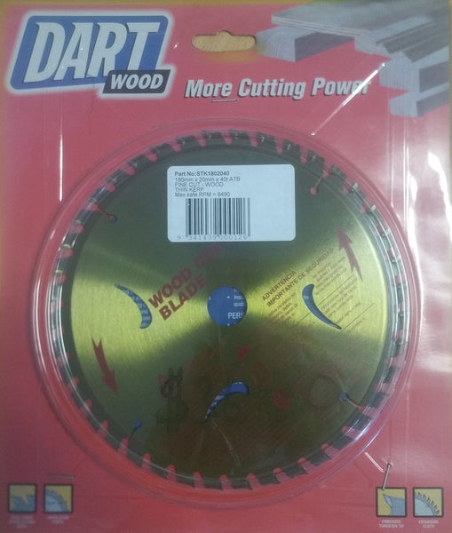 2 x Saw Blades Tungsten Carbide Tipped 180mm x 20mm 20 & 40 tooth