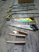 Hand saws assorted qty and wire brushes