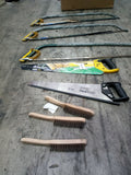Hand saws assorted qty and wire brushes