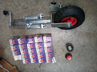 Qty 4 1/2" wire wheels and jockey wheel