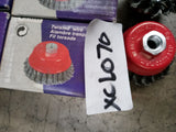 Qty 4 1/2" wire wheels and jockey wheel