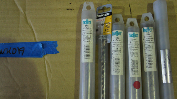 Lot of 4 Heller Masonry Hammer Bits and 2 Masonry Drill Bits