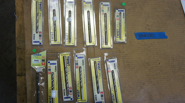 Lot of 12 Bordo Twist Drill Bits (Wood, Metal, Plastic)