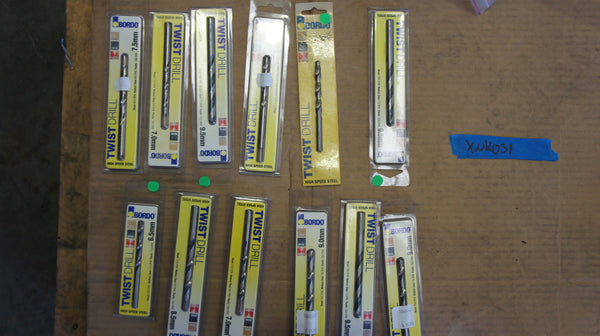 Lot of 12 Bordo Twist Drill Bits (Wood, Plastic, Metal)