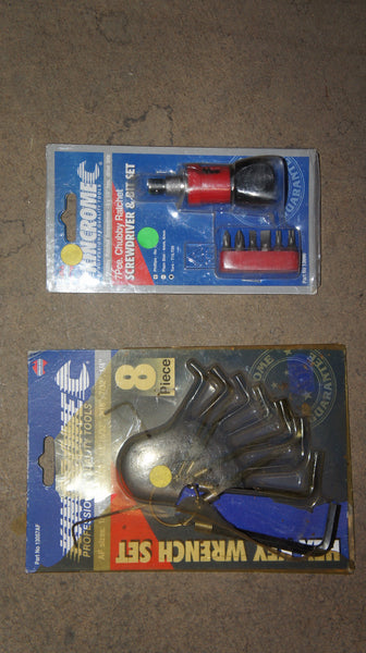 Hex Key Set 8 Piece & 7 Piece Stubby Ratchet Screwdriver & Bit Set ( Kincrome)