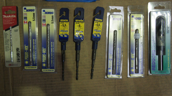 Lot of 9 Drill Bits For Wood,Metal,Plastic 5.5mm-6.5mm