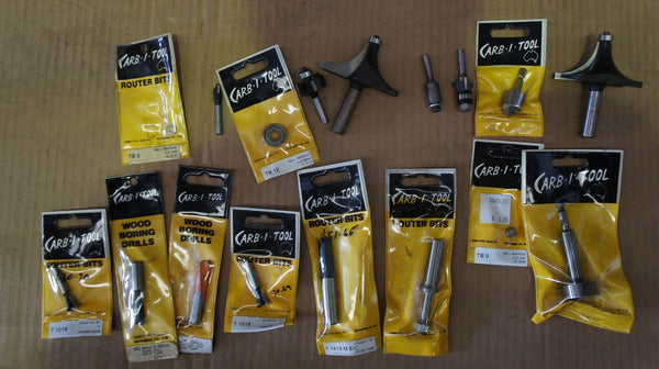 Router Bits and Wood Boring Drills CARB-I-TOOL Lot of 17 pieces