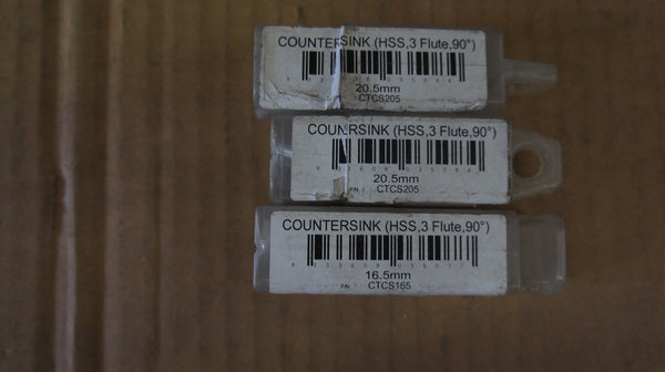 Lot of 3 Intech Countersink 16.5mm/20.5mm HSS,3 FLUTE,90