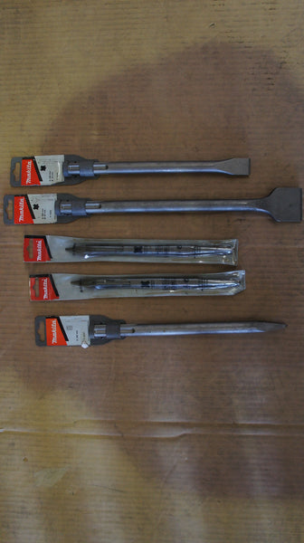 Lot of 5 Makita SDS PLUS Shank Bull Point & Scaling Chisel