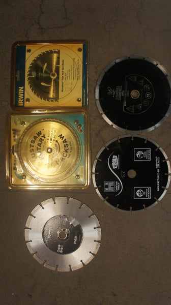 Lot of 3 Diamond blades 230 mm and 2 Circular Saw Blades 180mm/160mm