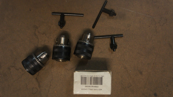 LOT OF 3 Key Type Drill Chuck 13mm 1/2"X20Tp 593342
