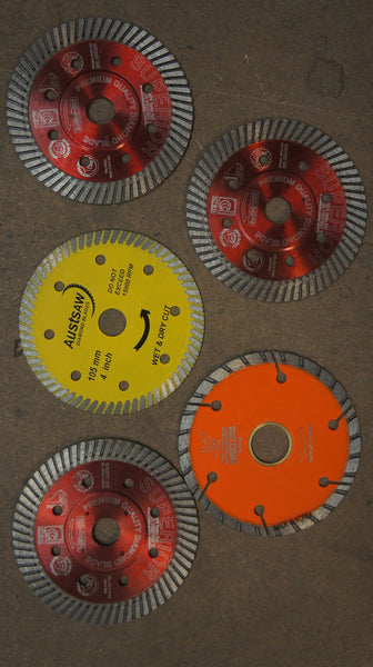 Lot of 5 Various Diamond Blades 105mm (Crozier, d-tec, Austsaw)