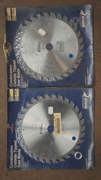 LOT OF 2 Marlin Combination Carbide Tipped Saw Blade 235mm 30T